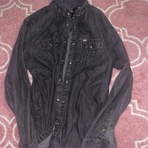 Men's Black Denim Long Sleeve